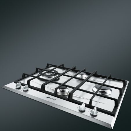 SMEG Elementi Table de cuisson gaz 60cm inox satiné, 4 foyers, sécurité, P261XGH