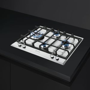 SMEG Elementi Table de cuisson gaz 60cm inox satiné, 4 foyers, sécurité, P261XGH