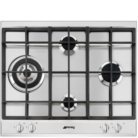 SMEG Elementi Table de cuisson gaz 60cm inox satiné, 4 foyers, sécurité, P261XGH