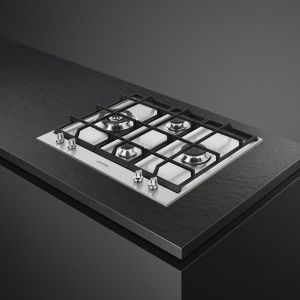 SMEG Linéa Table de cuisson gaz 60cm inox, 4 foyers, thermocouples, PX164L