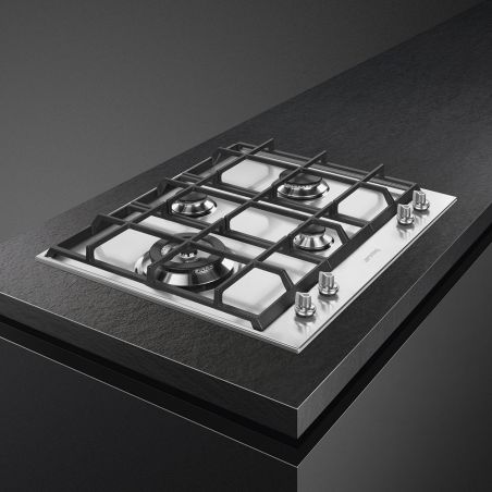 SMEG Linéa Table de cuisson gaz 60cm inox, 4 foyers, thermocouples, PX164L