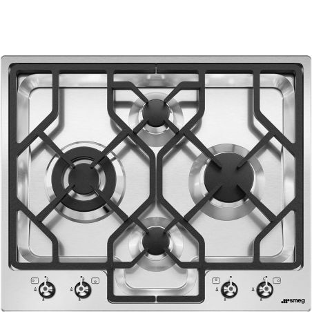 SMEG Classica table de cuisson gaz 60cm inox brossé 4 brûleurs PGF64-4