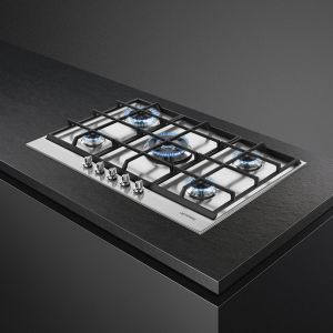 SMEG Linéa Table de Cuisson Gaz 70/75cm, Inox, 5 Foyers, Allumage Auto, PX175