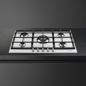 SMEG Linéa Table de Cuisson Gaz 70/75cm, Inox, 5 Foyers, Allumage Auto, PX175