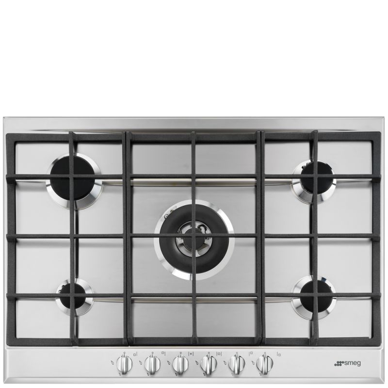 SMEG Elementi Table de cuisson gaz 70/75cm, 5 brûleurs fonte, ultra-rapide, P272XGH