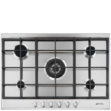 SMEG Elementi Table de cuisson gaz 70/75cm, 5 brûleurs fonte, ultra-rapide, P272XGH