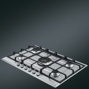 SMEG Elementi Table de cuisson gaz 70/75cm, 5 brûleurs fonte, ultra-rapide, P272XGH