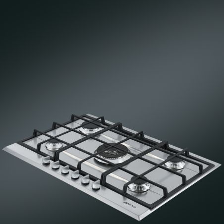 SMEG Elementi Table de cuisson gaz 70/75cm, 5 brûleurs fonte, ultra-rapide, P272XGH