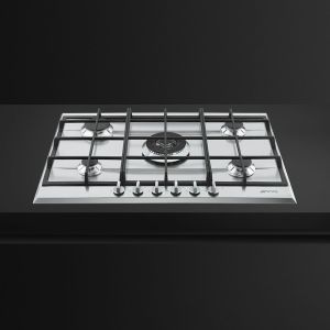 SMEG Elementi Table de cuisson gaz 70/75cm, 5 brûleurs fonte, ultra-rapide, P272XGH