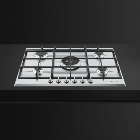 SMEG Elementi Table de cuisson gaz 70/75cm, 5 brûleurs fonte, ultra-rapide, P272XGH
