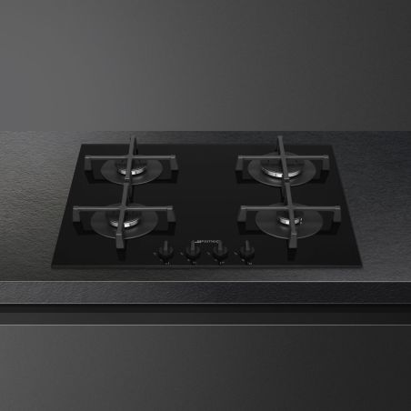 SMEG Elementi Table de cuisson gaz 60cm verre noir 4 foyers PV264B