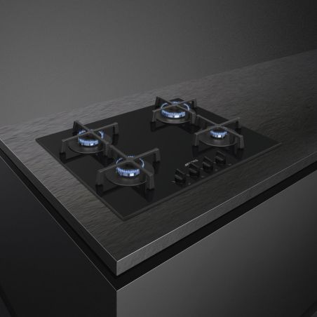 SMEG Elementi Table de cuisson gaz 60cm verre noir 4 foyers PV264B