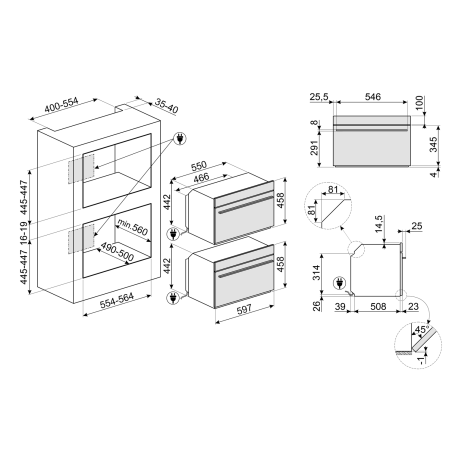 Four combiné vapeur Smeg Linéa 45cm 41L A++ LCD EvoScreen SO4102S3B3