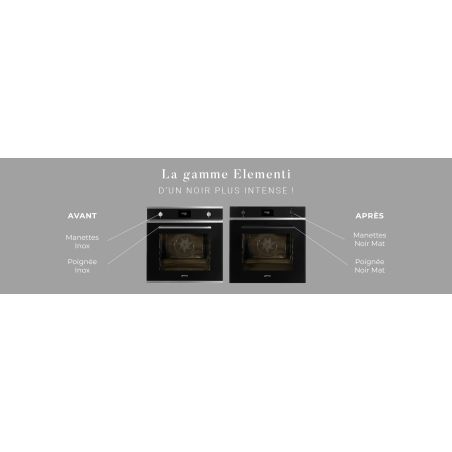 Four combiné vapeur Smeg Elementi 60cm Noir pyrolyse 11 fonctions SOP6401S2B