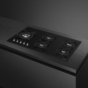 Smeg Classica Table de cuisson gaz 90 cm, 5 foyers, grilles fonte, Noir PV395LN