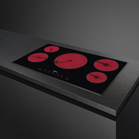 SMEG Universel SE395ETB table de cuisson vitrocéramique 90cm 5 foyers sécurité mode Eco