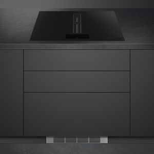 SMEG Classica Hotte induction 83cm Multizone, 4 foyers, filtre charbon, noir HOBD382MB2