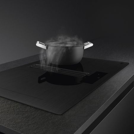 SMEG Classica Hotte induction 83cm Multizone, 4 foyers, filtre charbon, noir HOBD382MB2