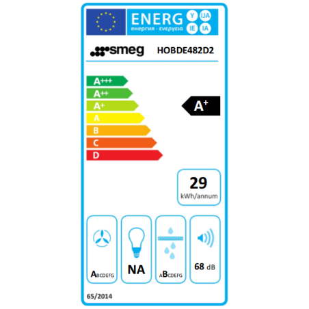 SMEG Universel HOBDE482D2 83 cm induction hotte intégrée, Multizone, 650 m³/h, filtres régénérables