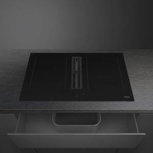 SMEG Universel hotte intégrée induction 83cm, multizone, 650 m³/h, sécurité, HOBD482D2