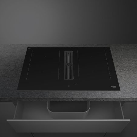 SMEG Universel hotte intégrée induction 83cm, multizone, 650 m³/h, sécurité, HOBD482D2
