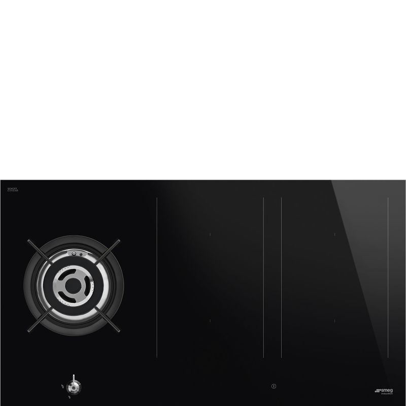 SMEG Classica table de cuisson mixte 90cm, Multizone, Booster, Noir PM3953D