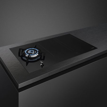 SMEG Classica table de cuisson mixte 90cm, Multizone, Booster, Noir PM3953D