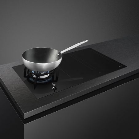 SMEG Classica table de cuisson mixte 90cm, Multizone, Booster, Noir PM3953D