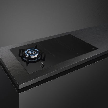SMEG Classica table de cuisson mixte 90cm, Multizone, Booster, Noir PM3953D