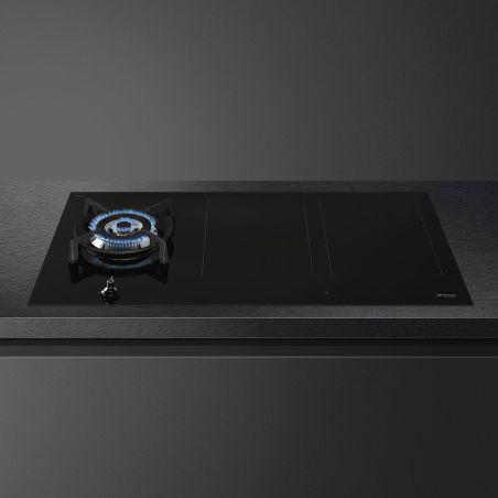 SMEG Classica table de cuisson mixte 90cm, Multizone, Booster, Noir PM3953D