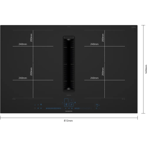 Table induction SIEMENS iQ700 avec hotte intégrée 80 cm Noir EX87BNX68E