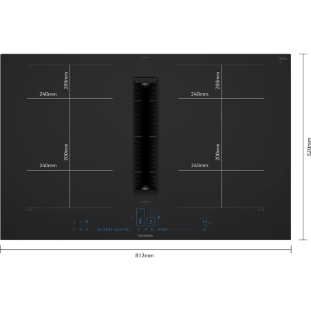 Table induction SIEMENS iQ700 avec hotte intégrée 80 cm Noir EX87BNX68E