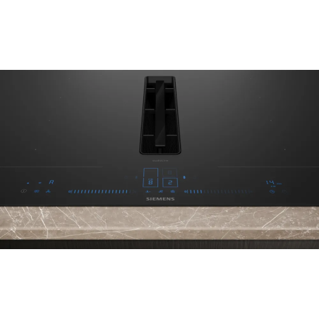 Table induction SIEMENS iQ700 avec hotte intégrée 80 cm Noir EX87BNX68E