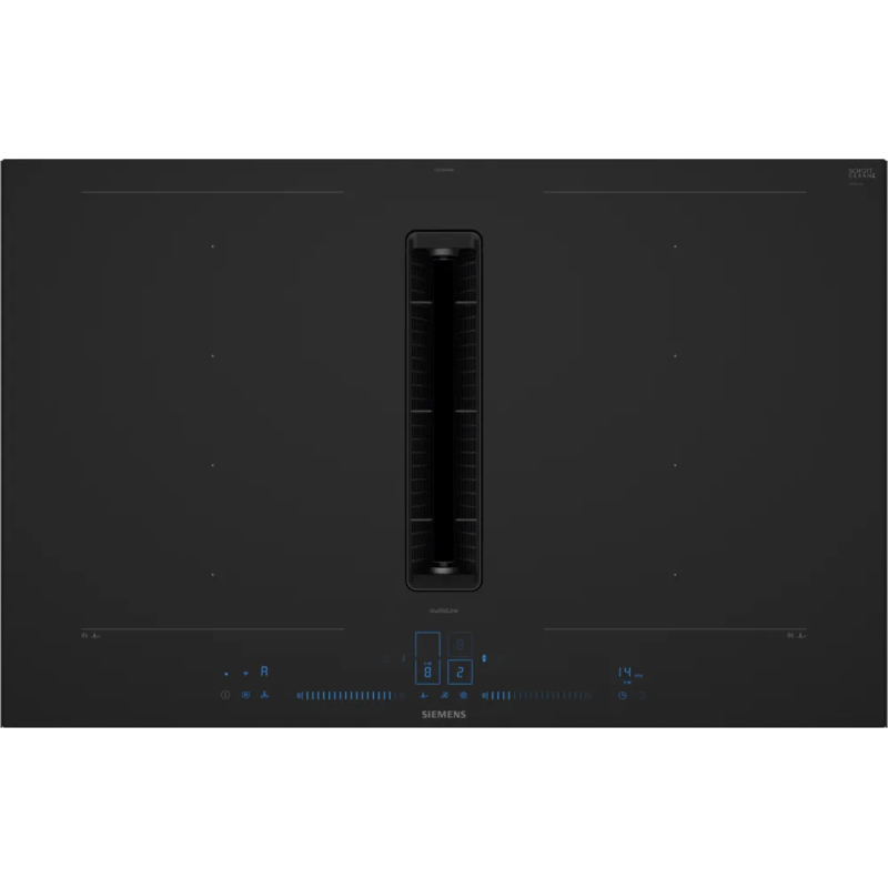 Table induction SIEMENS iQ700 avec hotte intégrée 80 cm Noir EX87BNX68E