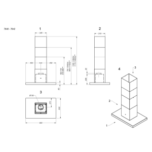 Hotte décorative centrale FLATLINE Novy 90cm Inox 7640 | Encastrable