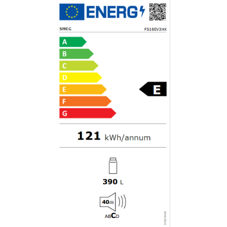 Smeg Universel FS18EV3HX Réfrigérateur 60cm Inox froid ventilé 389L