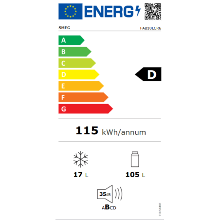 Smeg Années 50 réfrigérateur 1 porte 122L - 35 dB(A) | FAB10L6