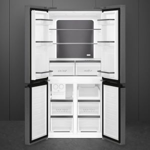 Réfrigérateur Universel 4 portes Dark Grey Inox Look 488L, Froid ventilé, LED, FQI48KD
