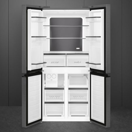 Réfrigérateur Universel 4 portes Dark Grey Inox Look 488L, Froid ventilé, LED, FQI48KD