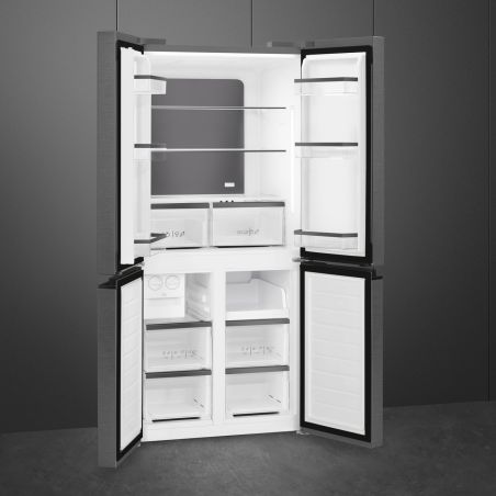 Réfrigérateur Universel 4 portes Dark Grey Inox Look 488L, Froid ventilé, LED, FQI48KD
