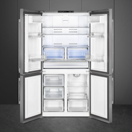 Smeg FQ60XE, réfrigérateur 4 portes 91 cm Inox, volume 541 l, froid ventilé, LED
