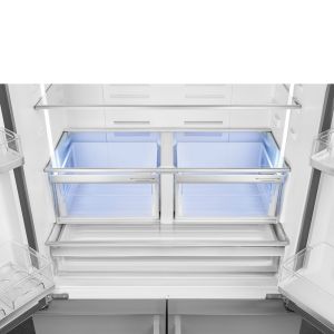 Smeg FQ60XE, réfrigérateur 4 portes 91 cm Inox, volume 541 l, froid ventilé, LED