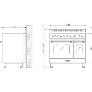 Piano de cuisson Lofra Dolcevita 90cm vitrocéramique 2 fours RNMD96MFTE/V