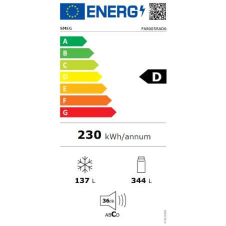 SMEG Combiné Colonial 70cm, Inverter, froid ventilé, alarme, FA8005