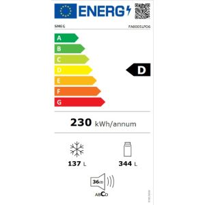 Réfrigérateur combiné Smeg FA8005LPO6 70cm crème 481L