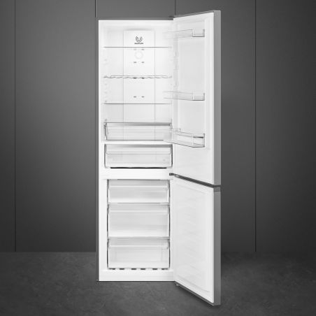 SMEG RC18XDNE combiné inox look, 60 cm, froid ventilé, LED, Eco, réversible
