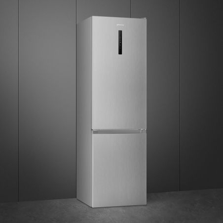 SMEG RC18XDNE combiné inox look, 60 cm, froid ventilé, LED, Eco, réversible