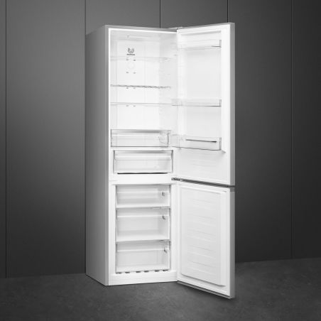 SMEG RC18XDNE combiné inox look, 60 cm, froid ventilé, LED, Eco, réversible