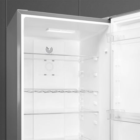 SMEG RC18XDNE combiné inox look, 60 cm, froid ventilé, LED, Eco, réversible