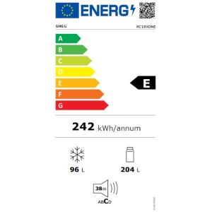 SMEG RC18XDNE combiné inox look, 60 cm, froid ventilé, LED, Eco, réversible